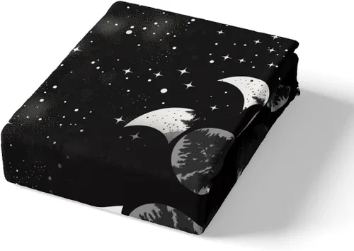 Miniatura 5 de Manfei Sábana bajera ajustable de oso tamaño individual, funda de cama con silueta de árbol gris y negro con 1 funda de almohada, juego de ropa
