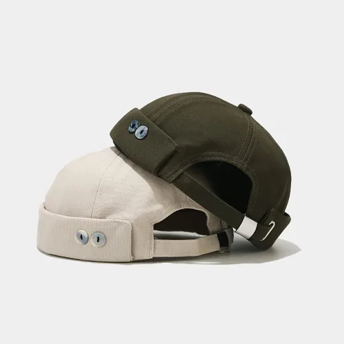 Miniatura 3 de Sombrero unisex de algodón elegante sin ala con hebilla ajustable Sailor Hip-Hop sin ala Skullcaps