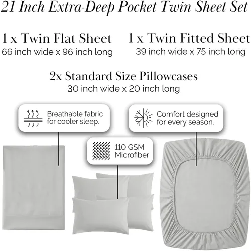 Miniatura 306 de Southshore Fine Living, Inc. Juego de 7 piezas de sábanas King divididas para cama ajustable, juego de sábanas King divididas con bolsillo de 21
