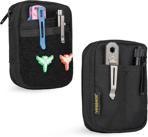 VIPERADE VE31 Bolsa pequeña EDC, organizador de bolsillo para hombres, pequeño organizador multiherramienta EDC para Negro