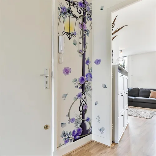 Miniatura 6 de Streetlight - Adhesivo de pared grande de 37.8 x 78.7 pulgadas, diseño floral de sacinora Streetlight, vinilo extraíble para sala de estar