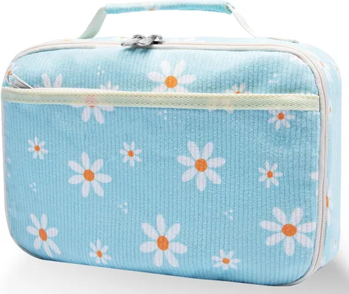 Miniatura 8 de Lonchera para niños y niñas, con aislamiento, reutilizable, hielera para niños pequeños, escuela, guardería, picnic (pelota de fútbol, azul marino)