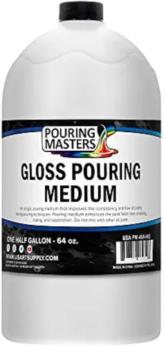 U.S. Art Supply Medio de vertido brillante profesional de 64 onzas (medio galón), mejora el flujo de pintura y el creador de efectos celulares,