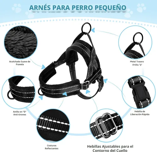 Miniatura 7 de SlowTon - Juego de arnés y correa para perros pequeños sin tirones, chaleco suave ajustable para cachorros para el cuello y el pecho, arnés