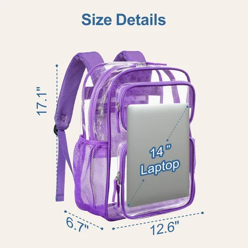 Miniatura 7 de F-color - Mochila transparente grande, bolsa transparente de PVC resistente para estadio y escuela