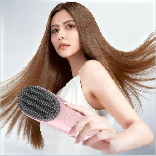 Go Brush Pro - Cepillo alisador de cabello portátil inalámbrico – Calor rápido de 30 segundos, iones negativos de 150 M, USB-C recargable, 7000 mAh,