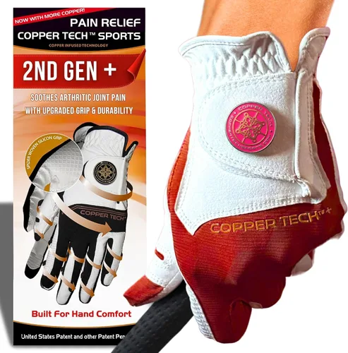 Miniatura 19 de Copper Tech Plus Ladies Golf Gloves Women (2nd Gen) Copper Compression Joint Support with Flexible & Comfortable Fit Tacky Silicone Pad