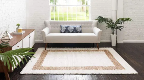 Miniatura 4 de Unique Loom Chindi - Alfombra rectangular de yute (2 x 3 pies 1 pulgada, rectangular, blanco y natural/natural)