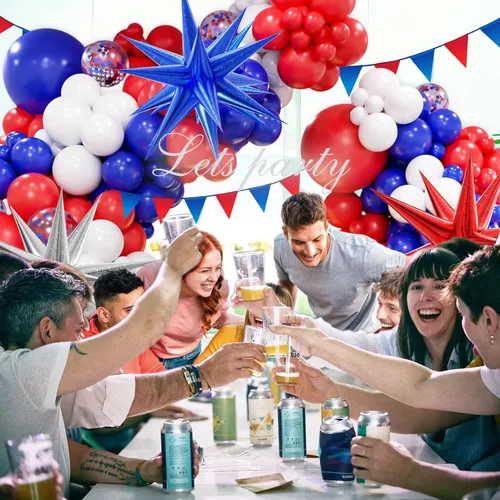 Miniatura 4 de Kit de arco de globos rojos, blancos y azules, guirnalda de globos del 4 de julio con globos de estrella azul, globos de fiesta reutilizables