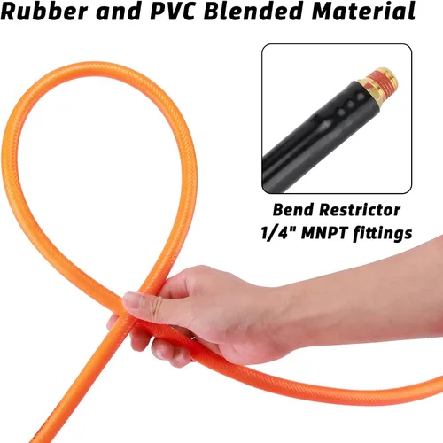 Miniatura 4 de Kit de accesorios para herramientas neumáticas de 18 piezas con manguera de PVC de 3/8 pulgadas x 25 pies, accesorios de conexión rápida NPT de 1/4