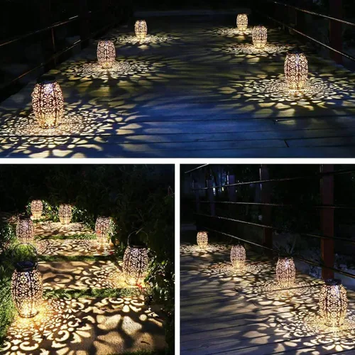Miniatura 6 de Faroles Solares para Colgar o Mesa, Luz Solar para Exteriores para Patio, Jardín, Patio Interior (Plata-1)