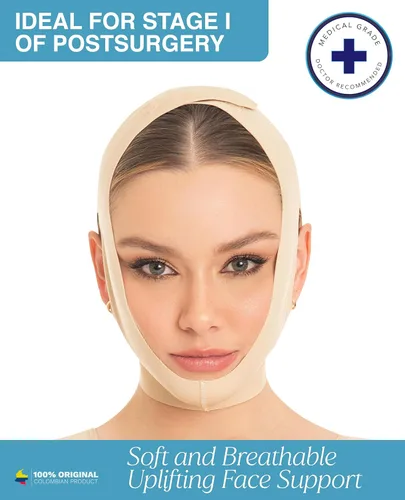 Miniatura 2 de M&D Correa de Adelgazamiento Facial con Compresión Lipósica para la Barba Postquirúrgica Beige S