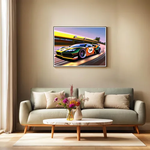 Miniatura 2 de NUFTVI Kits de arte de diamantes para automóviles de carreras para adultos, pintura de diamantes de taladro completo, decoración de pared