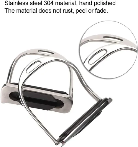 Miniatura 6 de Estribos para silla de montar, acero inoxidable, ligero, de seguridad, pista ancha, estribo, antideslizante, equitación, suministros