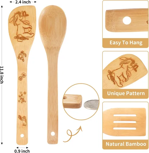Miniatura 3 de 7 accesorios de cocina Winnie – Regalos de oso Pooh para mujeres – Juego de utensilios de bambú – Regalo de cumpleaños – Cucharas de madera
