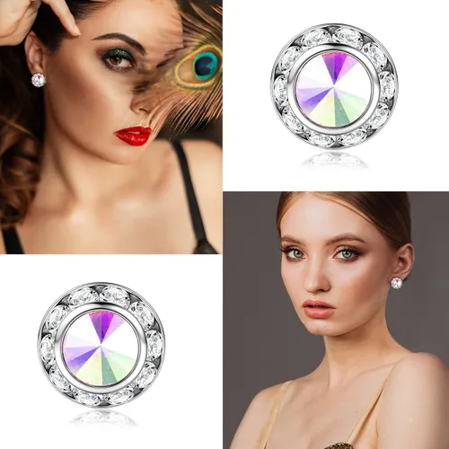 Miniatura 8 de BESTEEL 8 pares de aretes de competición de baile para mujer, aretes acrílicos con diamantes de imitación de cristal con halo para escenario, ópera
