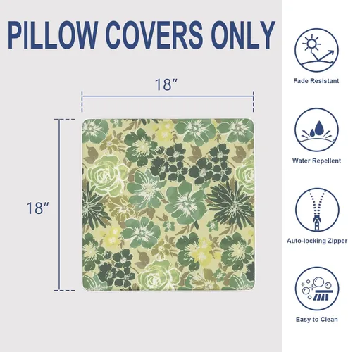 Miniatura 879 de Juego de 2 almohadas para exteriores de 16 x 16 pulgadas, repelentes al agua con interiores, para muebles de patio, hogar, jardín, geometría bohemia