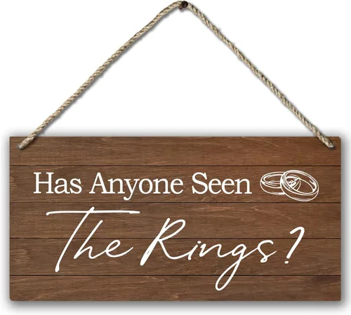 PHAMTE Letrero de portador de anillos – Decoración rústica de boda, placa con la frase "Here Comes The Bride", 12 x 6 pulgadas