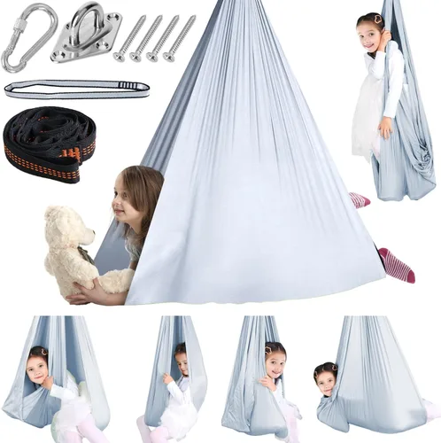 Miniatura 10 de Chihee Columpio Sensorial Terapéutico Hamaca para Interiores y Exteriores para Niños, Herrajes Incluidos, Columpio Suave y Transpirable de Nailon