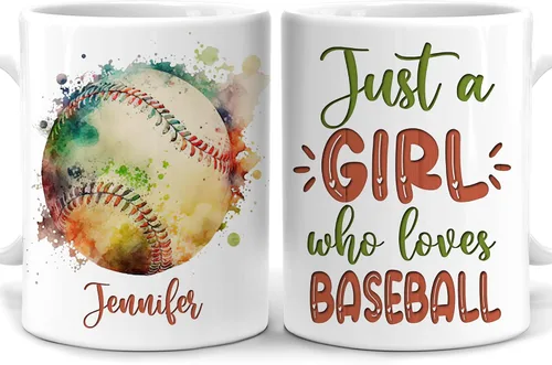 Hyturtle Regalos personalizados para los amantes del béisbol – Taza de café de cerámica con nombre personalizado de 11 onzas – Idea de regalo para