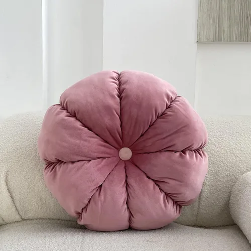Miniatura 13 de MOJUN Almohada de terciopelo redonda, plisada, rellena, almohada decorativa para el hogar para sofá, silla, cama, automóvil, suelo