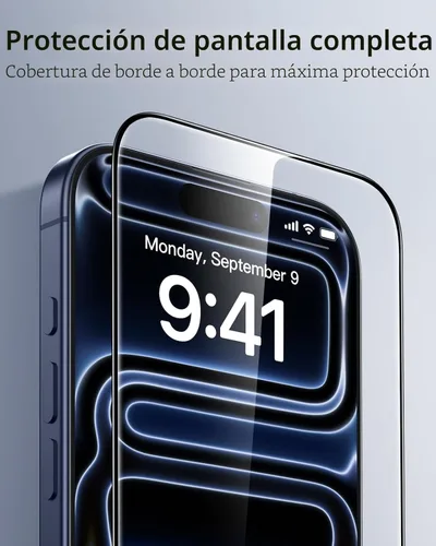 Miniatura 6 de ESR Paquete de 3 protectores de pantalla para iPhone 17 Pro Max, grado militar a prueba de roturas, dureza 9H, vidrio templado de cobertura completa