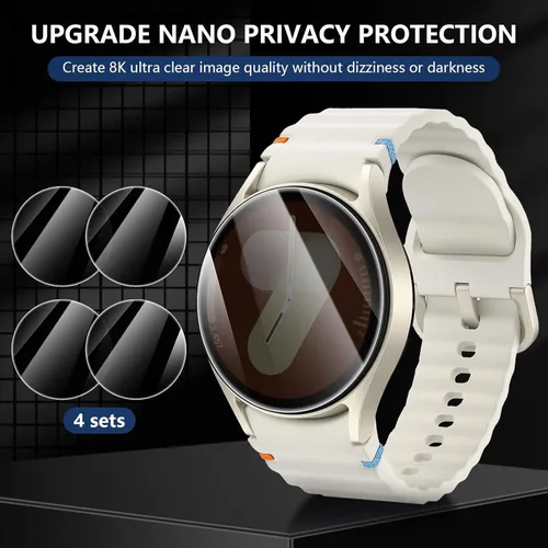 Miniatura 3 de Suoman Paquete de 4 protectores de pantalla de privacidad para Samsung Galaxy Watch 6/7/FE de 1.575 pulgadas, antiespías, dureza 9H, película