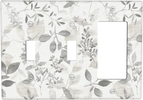 Miniatura 99 de Placa de pared dúplex de receptáculo de dispositivo de 1 gang de madera envejecida blanca gris con veta de tablón, cubierta de enchufe eléctrico