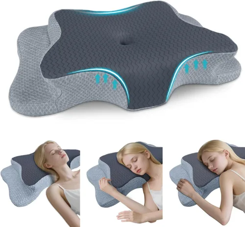 Miniatura 21 de CHxxy Almohada de espuma viscoelástica, almohada cervical para aliviar el dolor de cuello y hombros, almohada ergonómica de contorno para cama