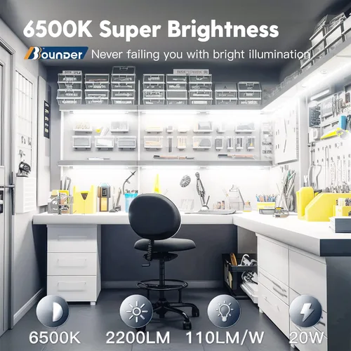 Miniatura 2 de BBOUNDER Lámpara LED de 2 pies para tienda, súper brillante, 2200 lúmenes, luz blanca fría de 6500 K, montaje en techo o colgante, iluminación Blanco