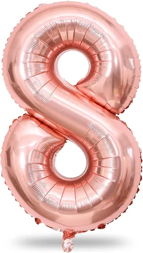 Miniatura 123 de Globo dorado champán con el número 5, globos de aluminio autoinflables grandes de 40 pulgadas del 0 al 9, globo de helio digital 5 dorado claro