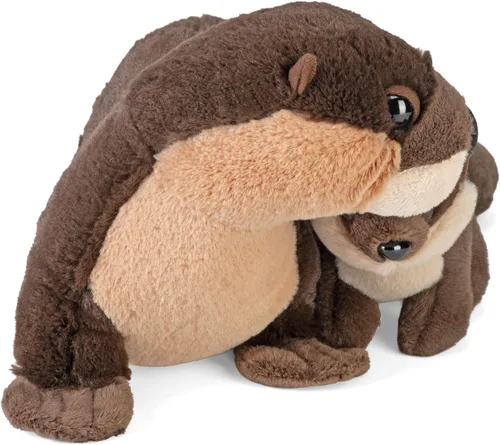 Miniatura 2 de Wild Republic Mom and Baby River Nutria, animal de peluche, 12 pulgadas, regalo para niños, juguete de peluche, botellas de agua recicladas