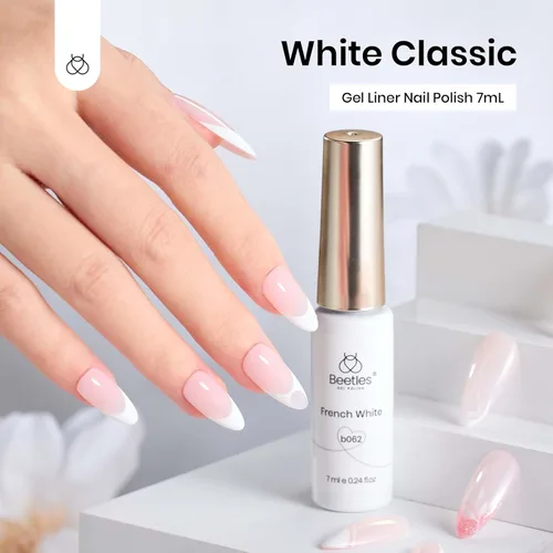Miniatura 5 de beetles Gel Polish Swirl Nail Art - Esmalte de uñas de gel blanco, 1 unidad de 0.2 fl oz, pintura clásica de uñas de color blanco para línea