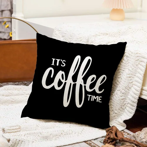 Miniatura 4 de Ogiselestyle It's Coffee Time - Funda de cojín decorativa de algodón y lino para el hogar, 18 x 18 pulgadas