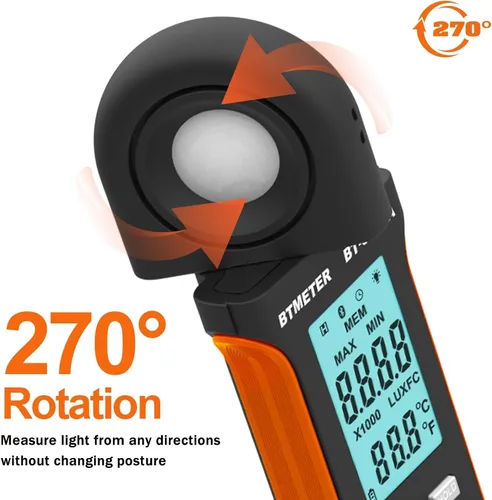 Miniatura 3 de BTMETER Light Lux Meter Logger BT-5000A, probador digital de lúmenes de medición de nivel de iluminación Intensidad 0.1 ~ 400.000 Lux(0.1 ~ 40.000