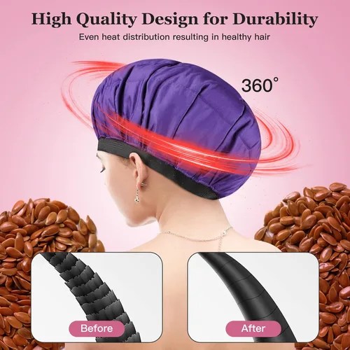 Miniatura 5 de Tapa térmica inalámbrica de acondicionamiento profundo, segura, tapa de calor para microondas para vaporizar, terapia de calor para el cabello, Negro