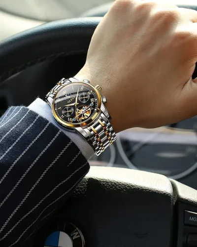 Miniatura 3 de OLEVS Relojes automáticos para hombre, diseño de esqueleto Tourbillon, cuerda automática, reloj de pulsera de lujo, fase lunar, fecha, impermeable