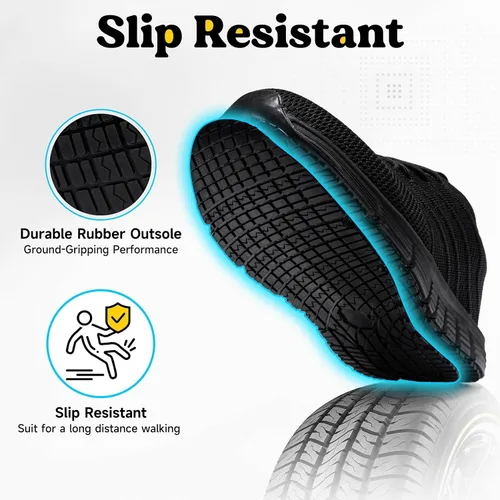 Miniatura 3 de Zapatos de trabajo antideslizantes para hombre, zapatos de trabajo antideslizantes negros, zapatos de trabajo resistentes al agua, zapatos