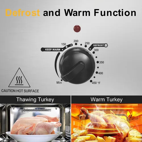 Miniatura 4 de Horno tostador de 20 cuartos con tapa de autohilvanado, horno eléctrico grande para pavo con función de descongelación y calentamiento, temperatura