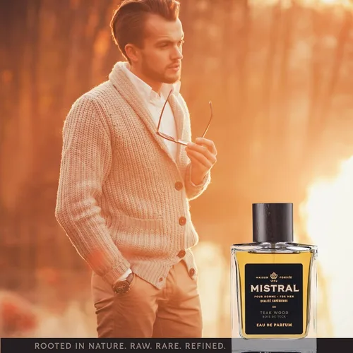 Miniatura 5 de Mistral Colonia para hombre - Eau de Parfum de madera de teca Aroma masculino amaderado y terroso con cítricos, jazmín, pachulí y almizcle