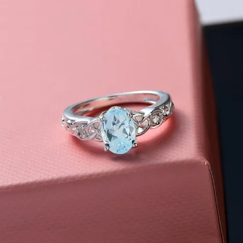 Miniatura 3 de Compra hermosos anillos de compromiso LC para mujer, piedra de topacio azul, plata de ley 925, piedra natal de amor, Metal, Topacio