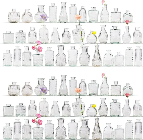 Miniatura 11 de Juego de 40 Piezas de Floreros Pequeños, Floreros para Centros de Mesa, Lindos Floreros de Cristal Pequeños al Por Mayor, Floreros Pequeños