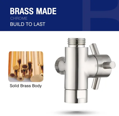 Miniatura 2 de PDPBath Válvula desviadora de brazo de ducha de 3 vías de latón para cabezal de ducha de mano y cabezal de ducha fijo, conexión universal G1/2