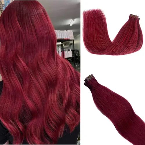 Miniatura 14 de Extensiones de cabello humano rubio con cinta, reflejos rubio ceniza y rubio platino, extensiones de cabello rubio platinado, cinta adhesiva