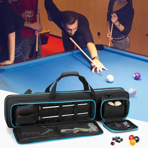 Miniatura 7 de GOBUROS Estuche para tacos de piscina de 4 x 4 pulgadas, soporta hasta 4 colillas y 4 ejes, estuche de transporte para palos de billar con bolsillos