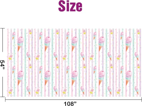 Miniatura 4 de WERNNSAI Mantel de Helado – 1 Paquete 108'' X 54'' Manteles de Verano Decoraciones de Fiesta de Helado Cubierta de Mesa Rosa con Chispitas