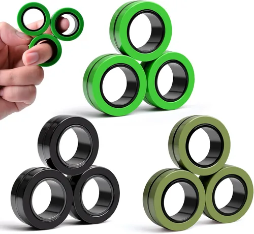 Miniatura 13 de Cevioce Juego de 15 anillos magnéticos giratorios, paquete de spinners magnéticos para ansiedad TDAH para adultos y adolescentes, juguete de alivio