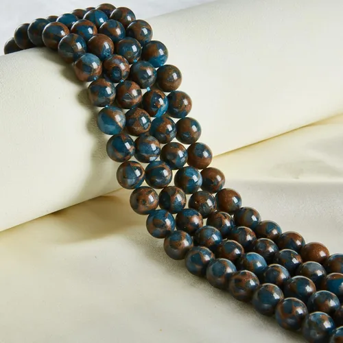 Miniatura 6 de 45 piezas de cuentas de cloisonné azul lago de 8 mm, cuentas de piedras preciosas naturales, cuentas sueltas redondas para hacer joyas Lago Azul