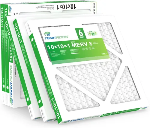 TRIGHTFILTERS - 6 filtros de aire de 10x10x1, filtros plisados MERV 8 duraderos para hogar HVAC AC, filtros de aire acondicionado compactos y