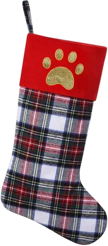 Miniatura 33 de Calcetines de Navidad personalizados con monograma inicial, adornos colgantes, medias clásicas de cuadros negros de 19 pulgadas, decoraciones